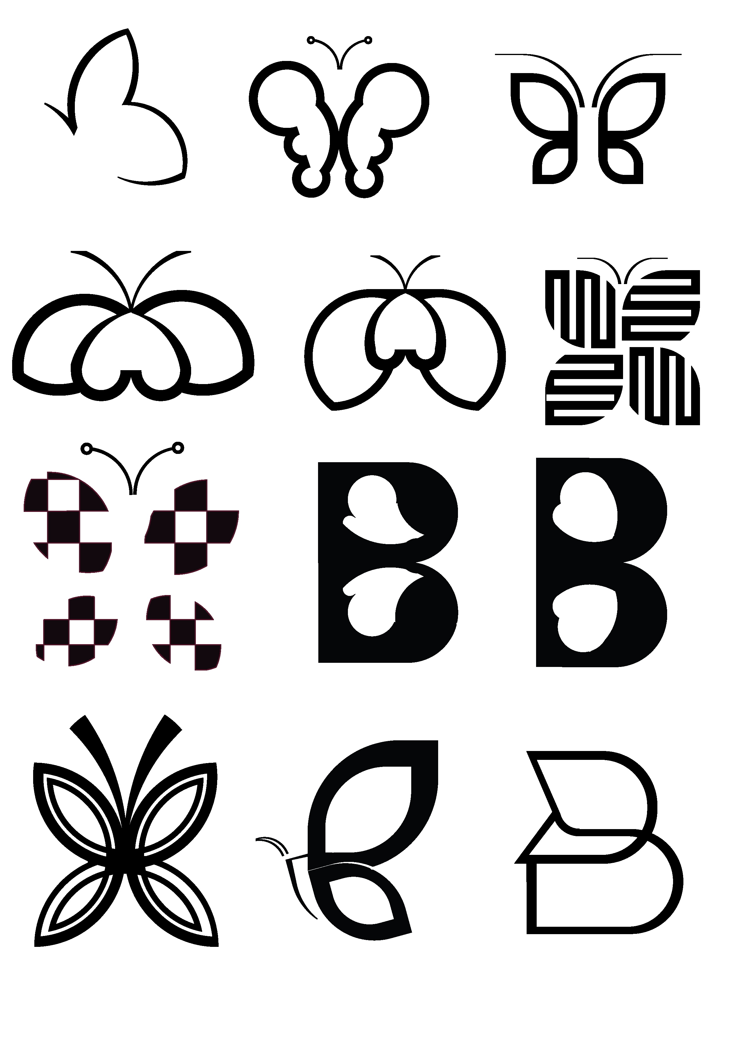 Butterfly logo variants, sheet 1